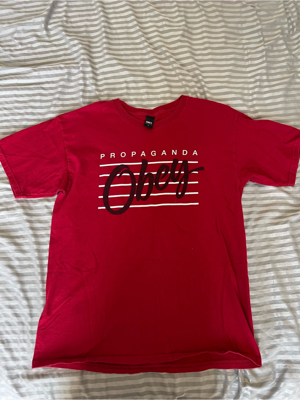 Obey Red 'Propaganda' Graphic Short Sleeve Tee